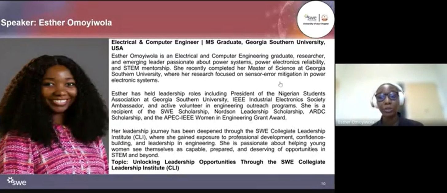 SWE University of Uyo and SWE University of Lagos Affiliates Inspire Future Women Leaders Through a Collaborative Virtual Session